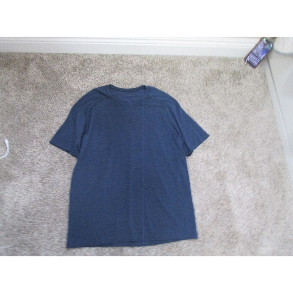 Lululemon Mens L Metal Vent Tech Short Sleeve Shirt Navy Blue Gym Athletic